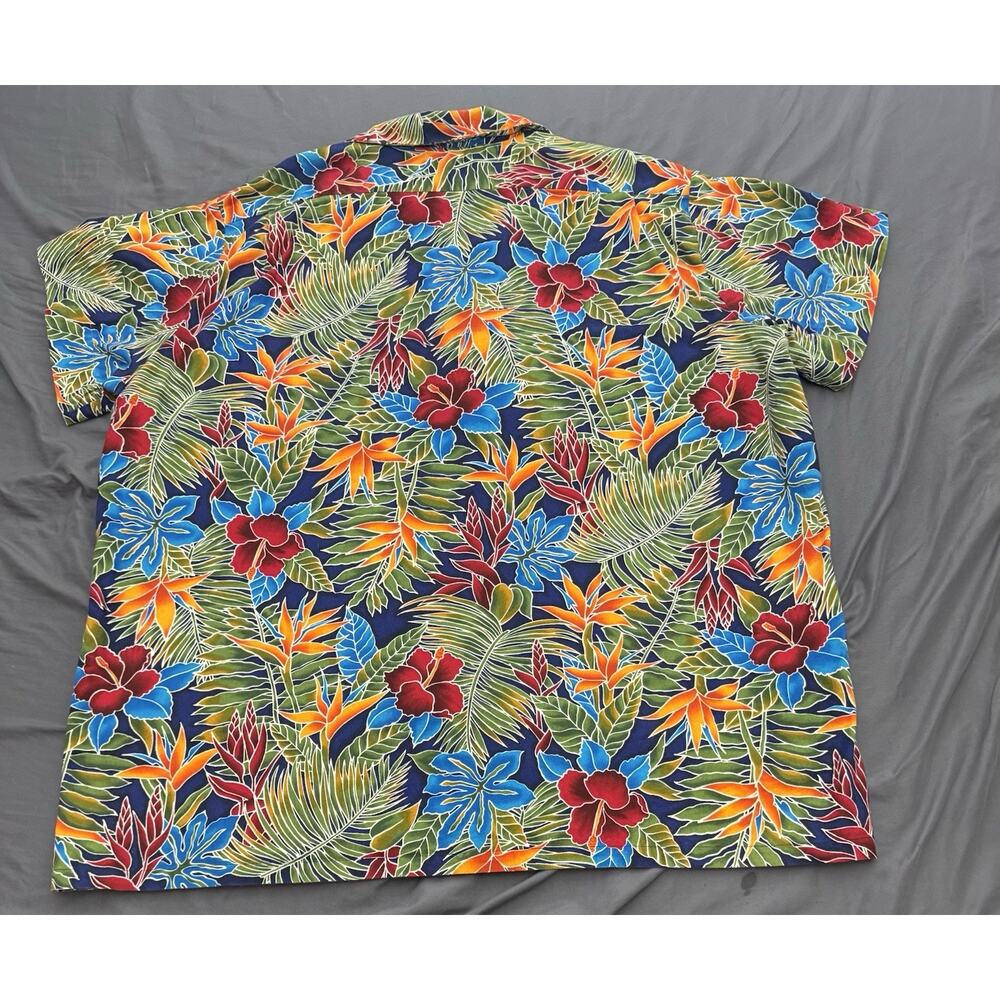 Hilo Hattie Aloha Shirt Mens XXL Blue Floral Hawaiian Camp Collar Vintage - Picture 7 of 11